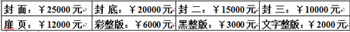 會刊收費標準