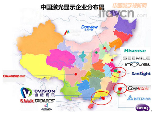 圖1 中國激光顯示企業分布圖